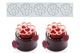 Molde silicona 5 flores con corazones